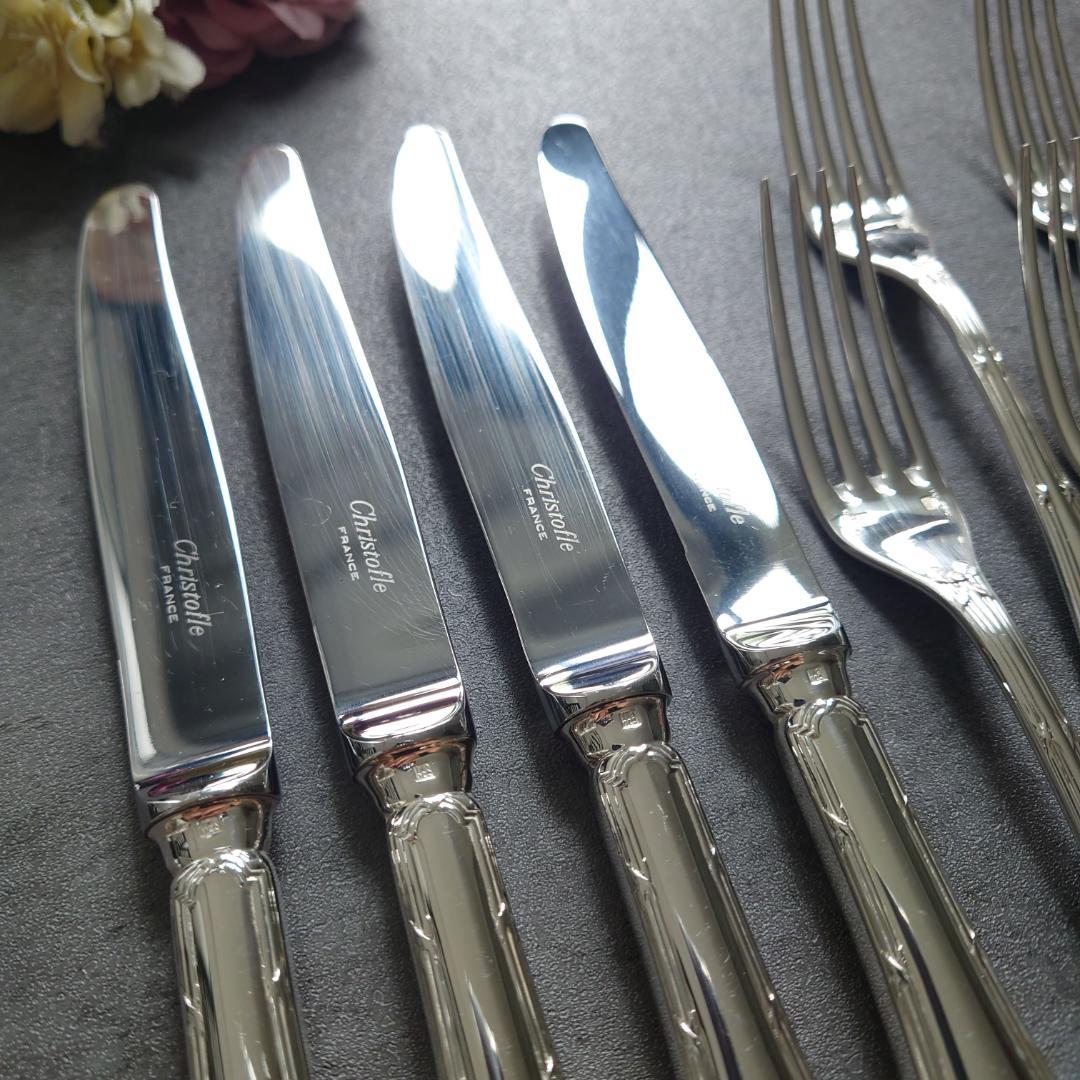 美品 クリストフル リュバン デザートサイズ ナイフ フォーク スプーン 12点