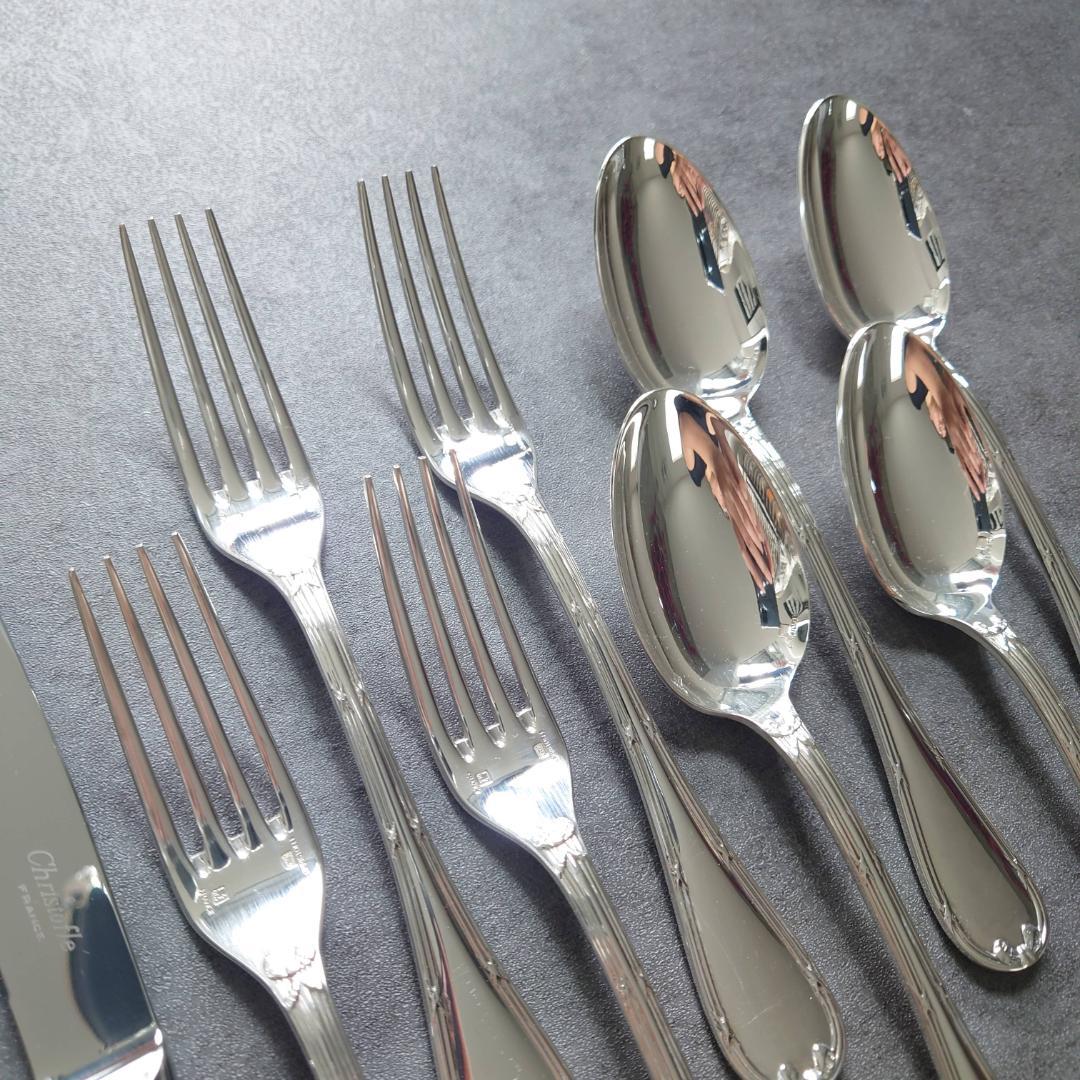 美品 クリストフル リュバン デザートサイズ ナイフ フォーク スプーン 12点
