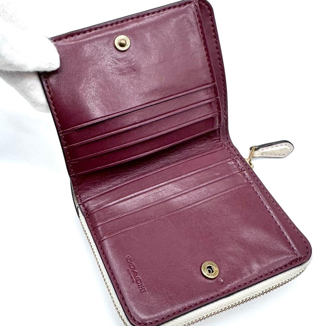 美品✨COACH コーチ 二つ折り財布 レザー てんとう虫 フローラル 日本限定