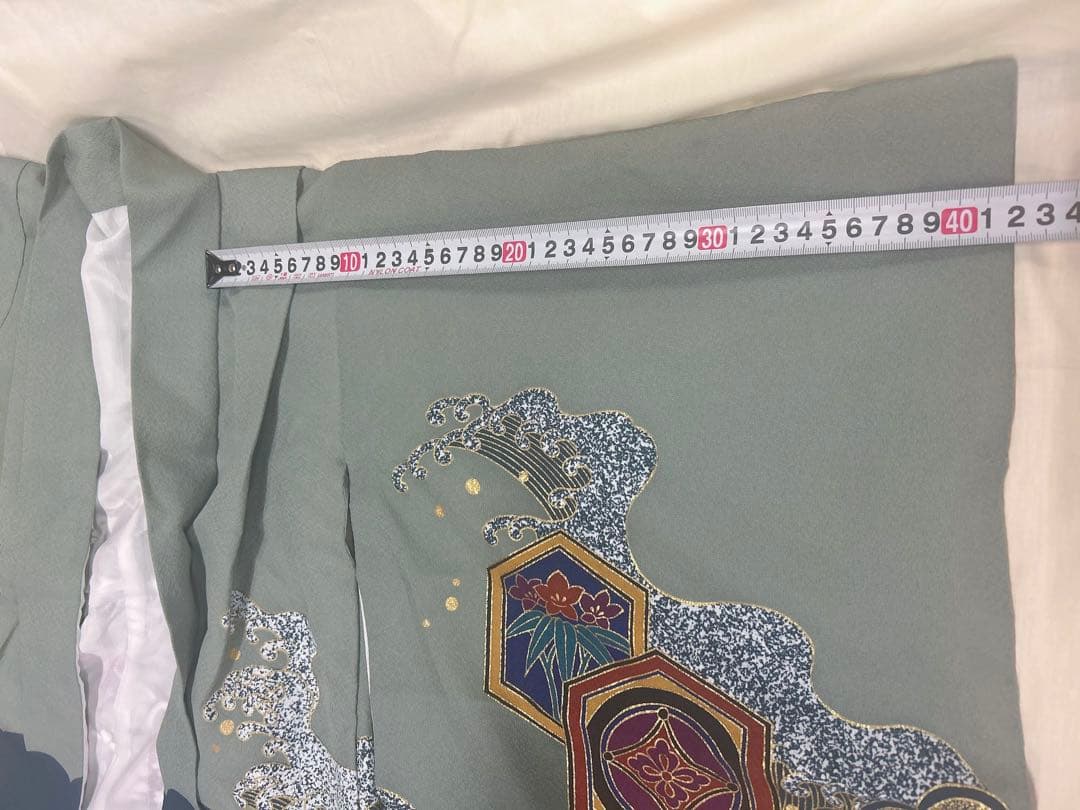 七五三:7歳の男の子用3点セット着物羽織常備メントグリーンのグラデーション