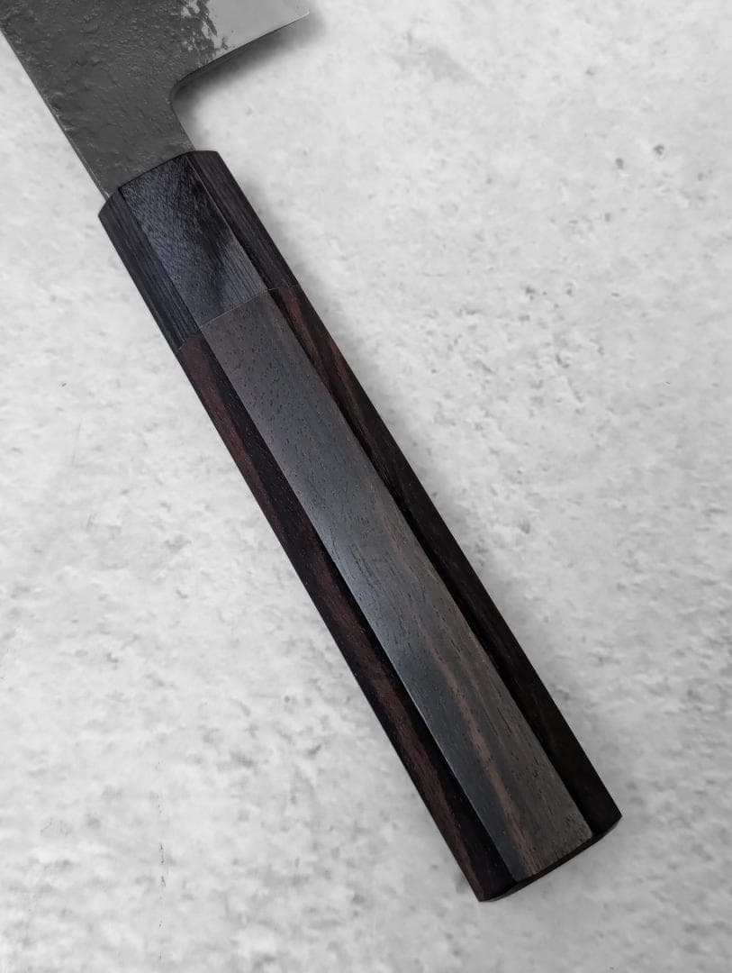 日野浦睦 Hinoura 黒打 梨地 青紙スーパー 博多包丁 180mm