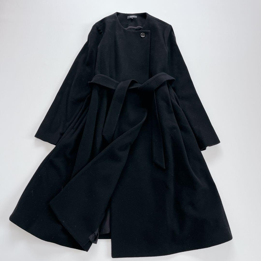 みんた 　美品✨Theory ノーカラーコート　ベルト　近年　ウール