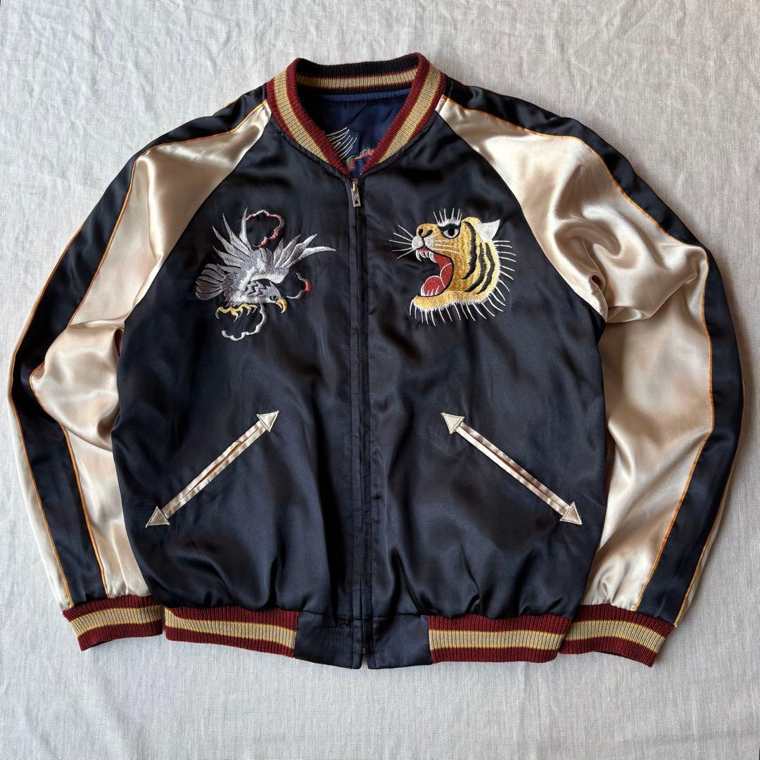 TAILOR 東洋 サテン リバーシブルスカジャン 虎×鷹 刺繍 TT10625