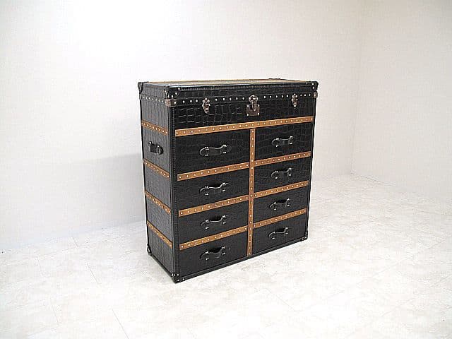 【展示品】英国　HALO 高級クロコ型押し牛革張りキャビネット