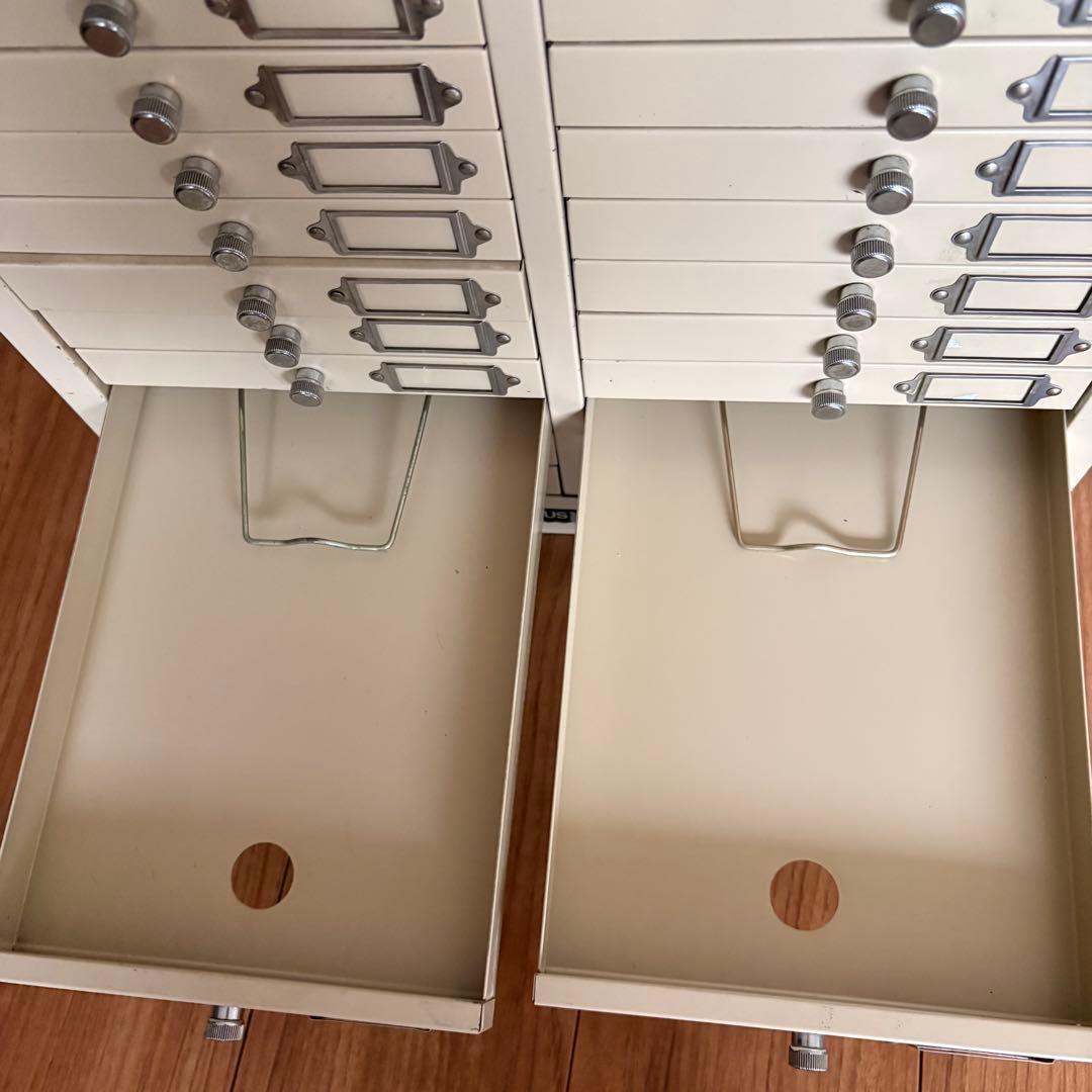 ヴィンテージ plusスチール製　引出し　 左右10段 古道具　収納　小物入