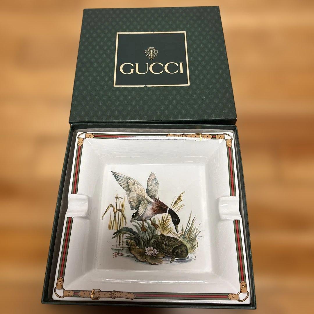 オールドグッチ　陶器製灰皿 水鳥デザイン