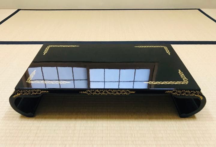 川連漆器 沈金彫り 高級花台 天然木 床の間 送料込み