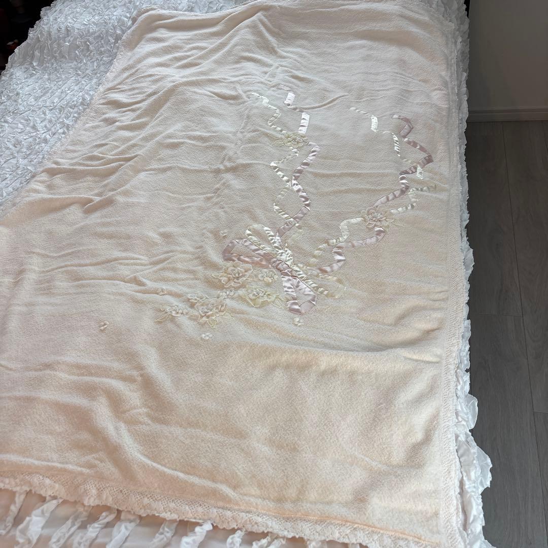 花柄リボンデザインブランケット