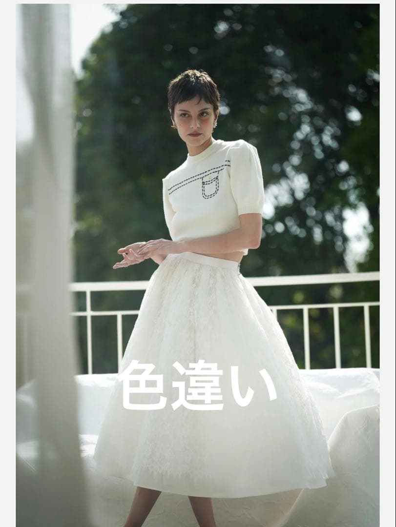 【超美品】half sleeve stitch knit tops シェリエ