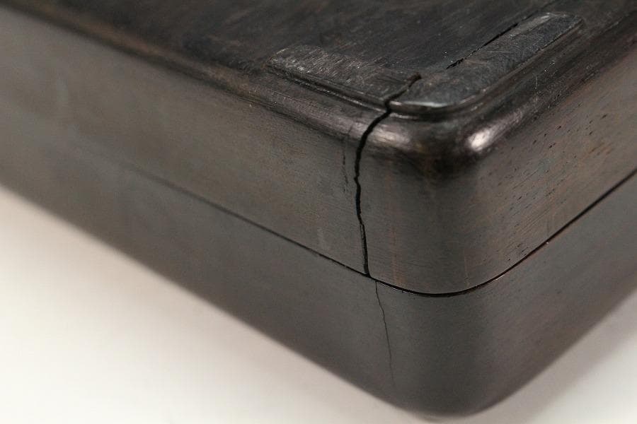 中国美術 古硯 端渓 白玉貼紫檀箱(K-LC732)