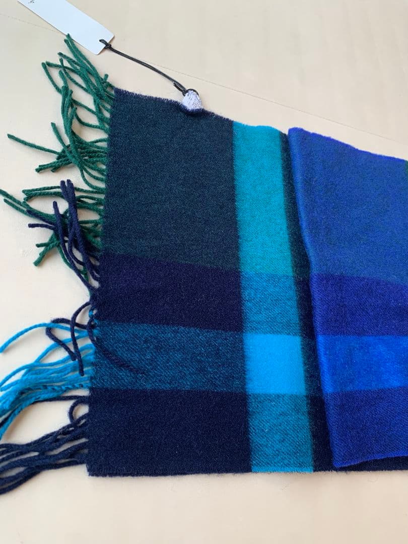 Paul Smith チェック柄マフラー ネイビー/グリーン