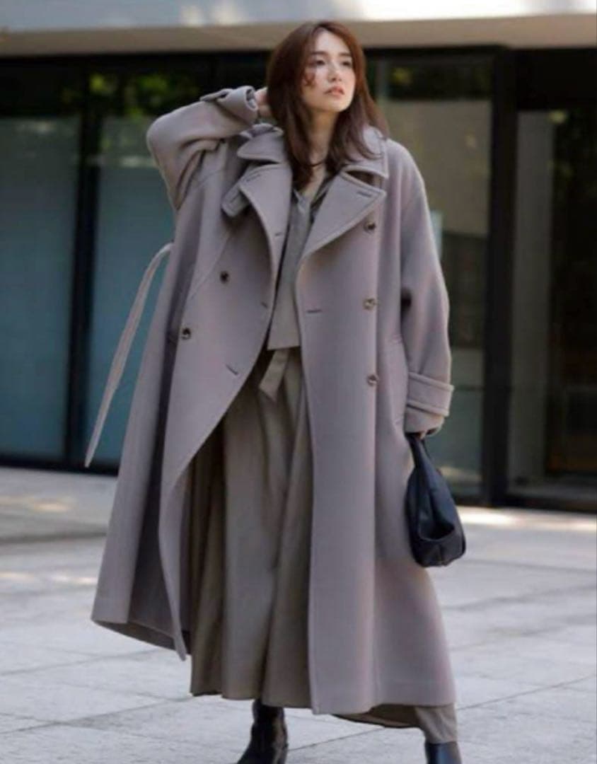 美品フレイアイディー スタンドカラー ダブルコート