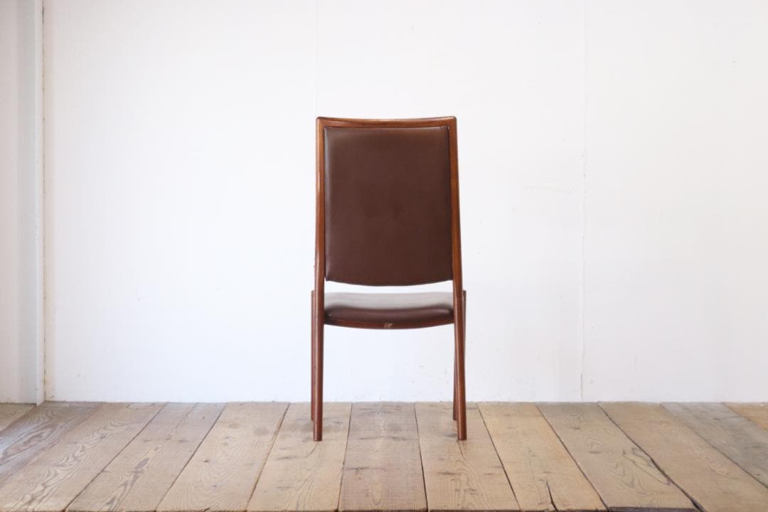 ヴィンテージ 山口木材工芸 チーク材 ダイニングチェア 椅子 低座 合皮 茶 1