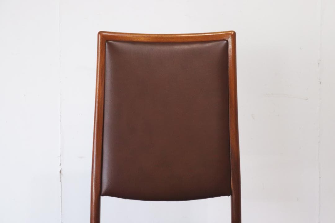 ヴィンテージ 山口木材工芸 チーク材 ダイニングチェア 椅子 低座 合皮 茶 1