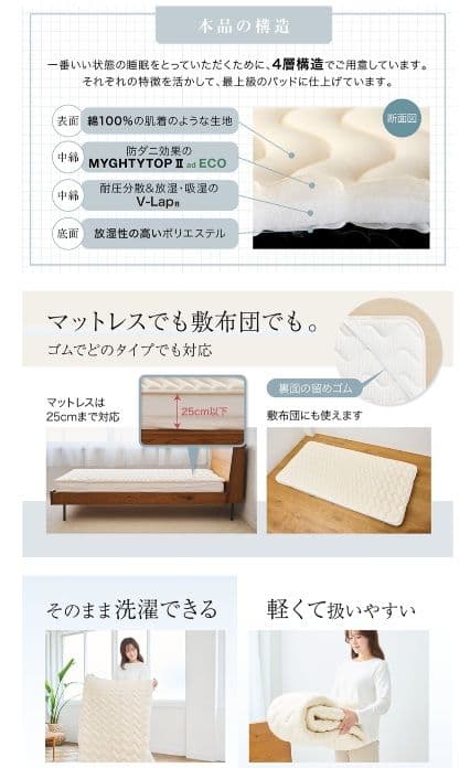TEIJIN V-Lap® 体圧分散敷パッド セミダブル