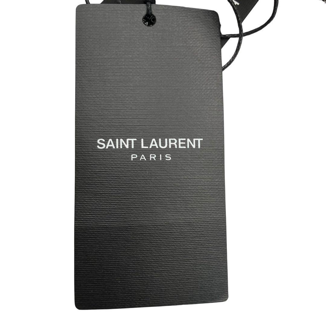 新品 SAINT LAURENT プリーツ スカーフストール ブラック ゴールド