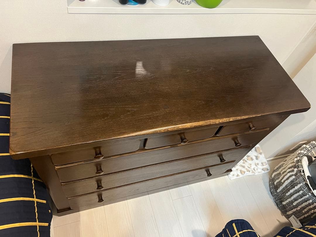 ダークブラウン 木製チェスト 5段