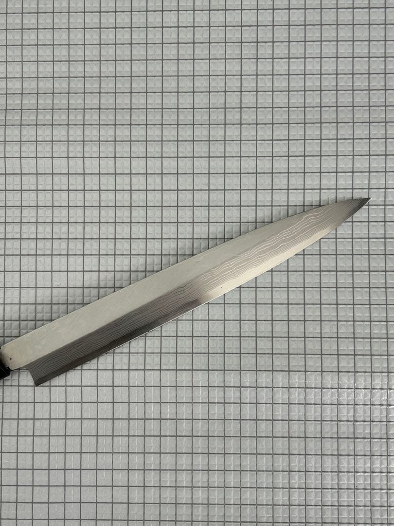 包丁 柳刃包丁 ダマスカス 安来鋼白紙２号 240mm 紫檀シノギ柄 刺身包丁①