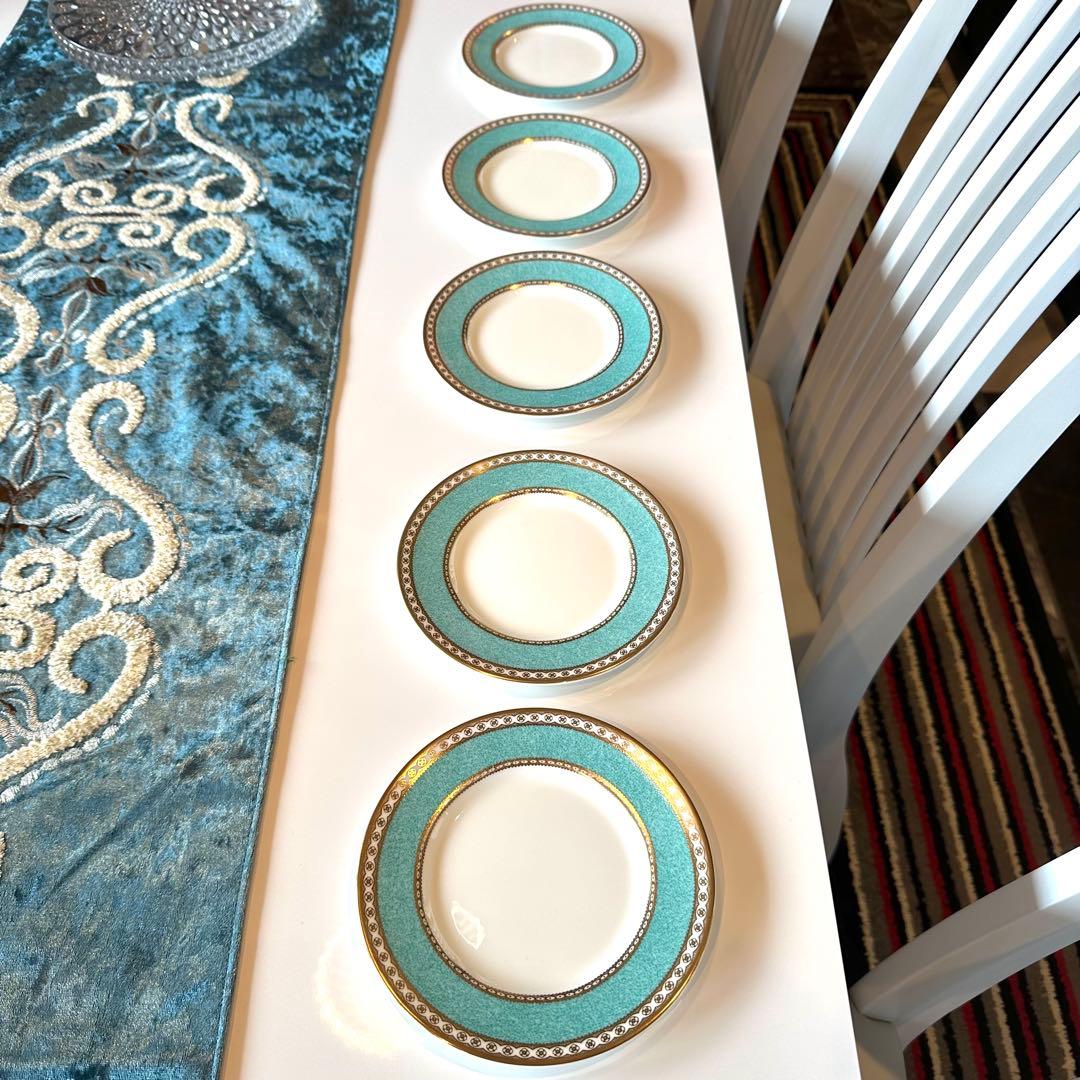 ウェッジウッドユーランダー パウダーターコイズ デザート皿15cm磁器5枚