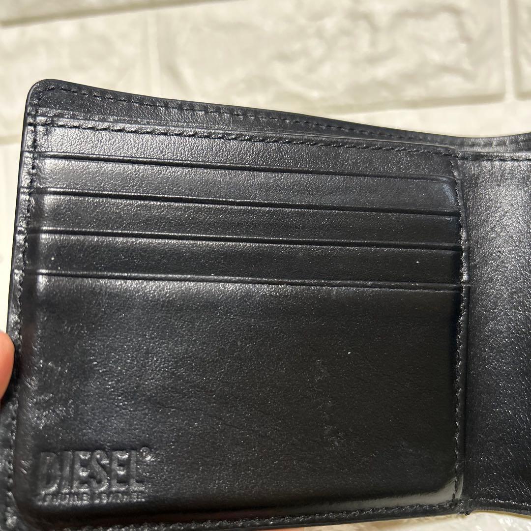 DIESEL 二つ折り財布　レザー　牛革　ビックロゴ　オーバルD 黒