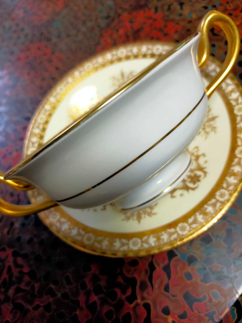 <迎賓館>ミントンティファニー　アンティーク　ダブルハンドルブイヨンカップ