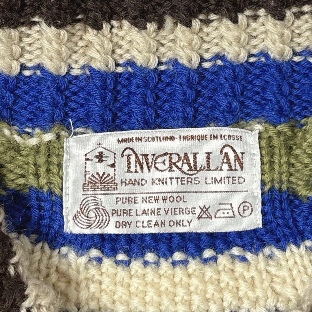 テ*ル様 インバーアラン　3Aカーディガン　ハンドニット　木ボタン　英国製　Lサ