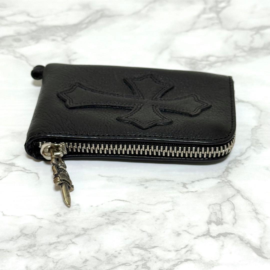 【未使用】 クロムハーツ タイニージップウォレット レザー クロスパッチ