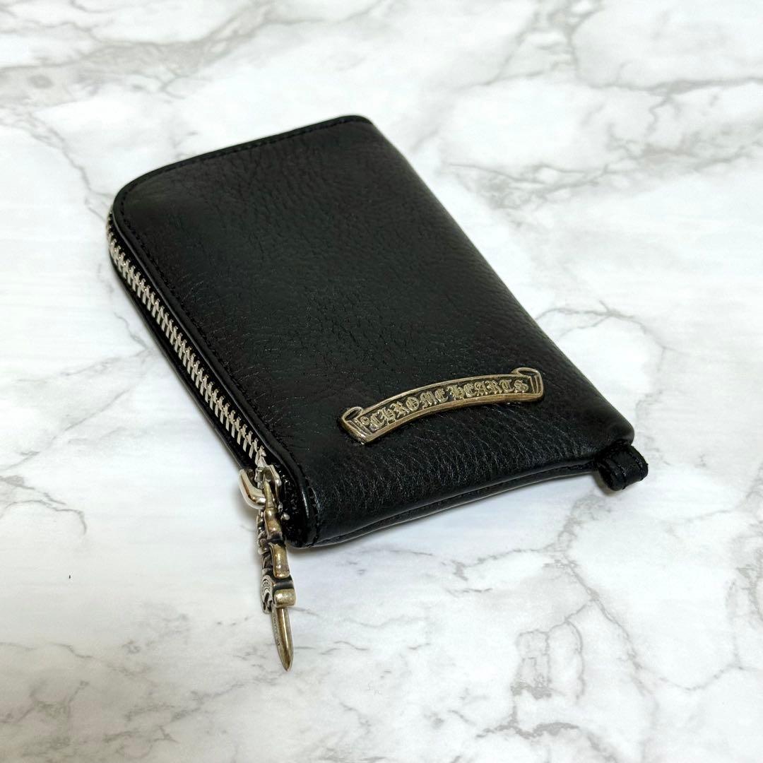 【未使用】 クロムハーツ タイニージップウォレット レザー クロスパッチ