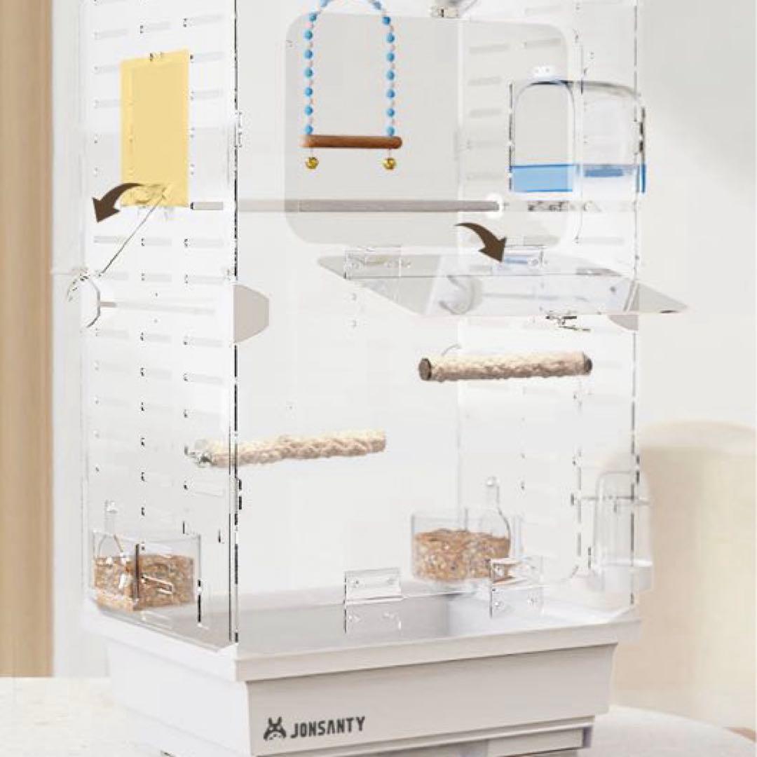 ら*い様 ケージ アクリル ケース　モモンガ 鳥 小動物 クリア 透明 餌皿 止