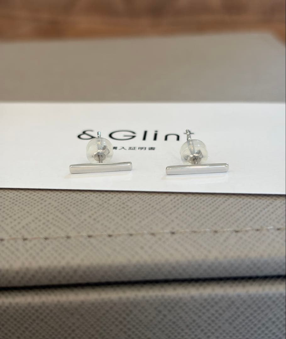 バー ピアス スタッドピアス ホワイトゴールド 18K 保証付き