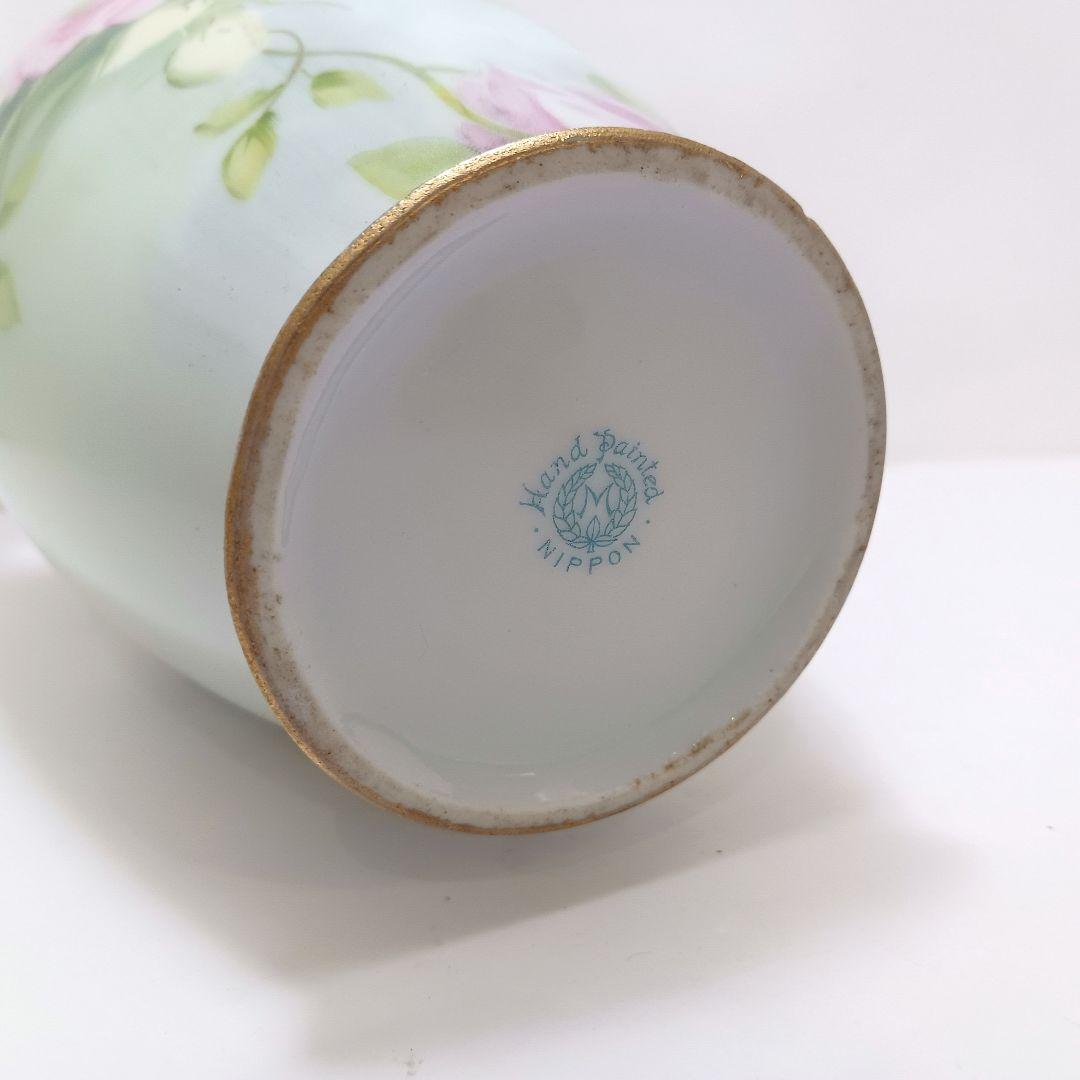 Y3036-2 オールドノリタケ ハンドペイント 薔薇 花瓶 高さ22㎝　　L