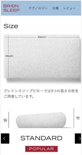 ブレインスリープピロー　スタンダード（カバー付：ネイビー）