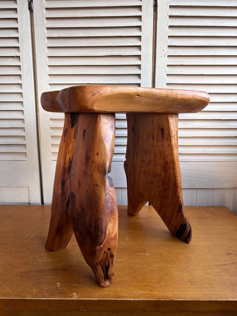 天然木　スツール　花台
