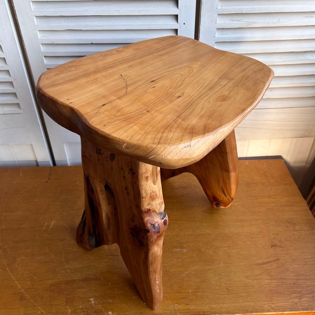 天然木　スツール　花台