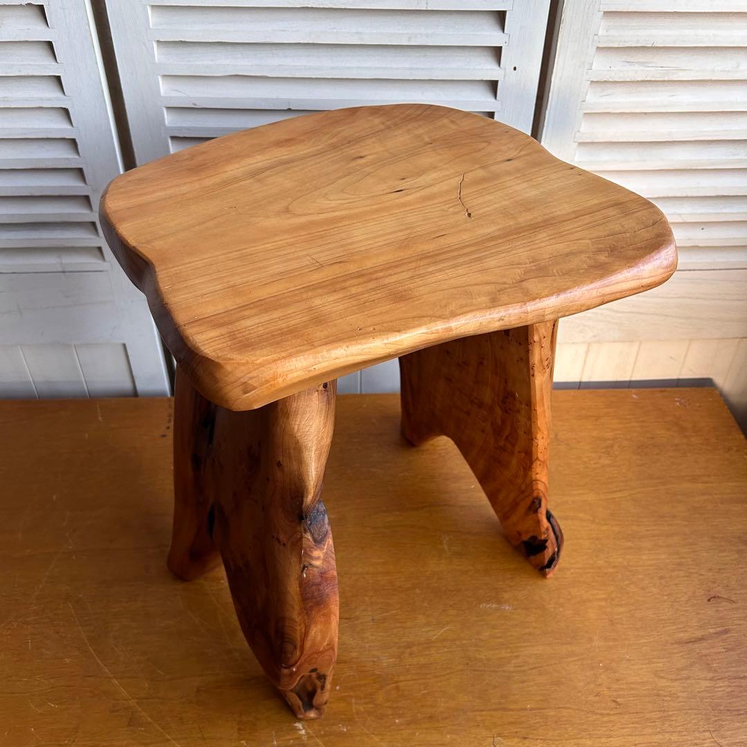 天然木　スツール　花台