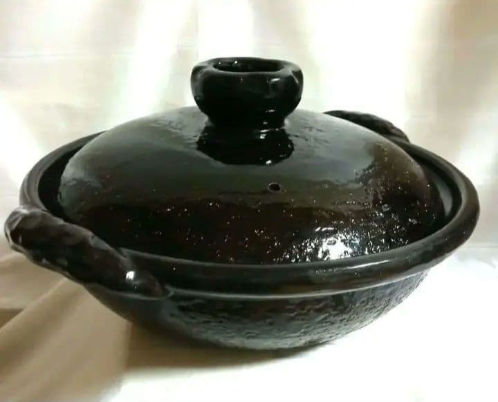 [美品] 雲井窯 土鍋 10号 鴨釉尺鍋(裏釉) 雲井窯栞付 御使用栞付 共箱入