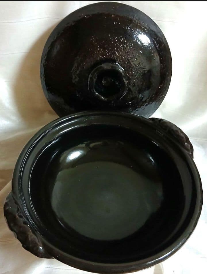 [美品] 雲井窯 土鍋 10号 鴨釉尺鍋(裏釉) 雲井窯栞付 御使用栞付 共箱入