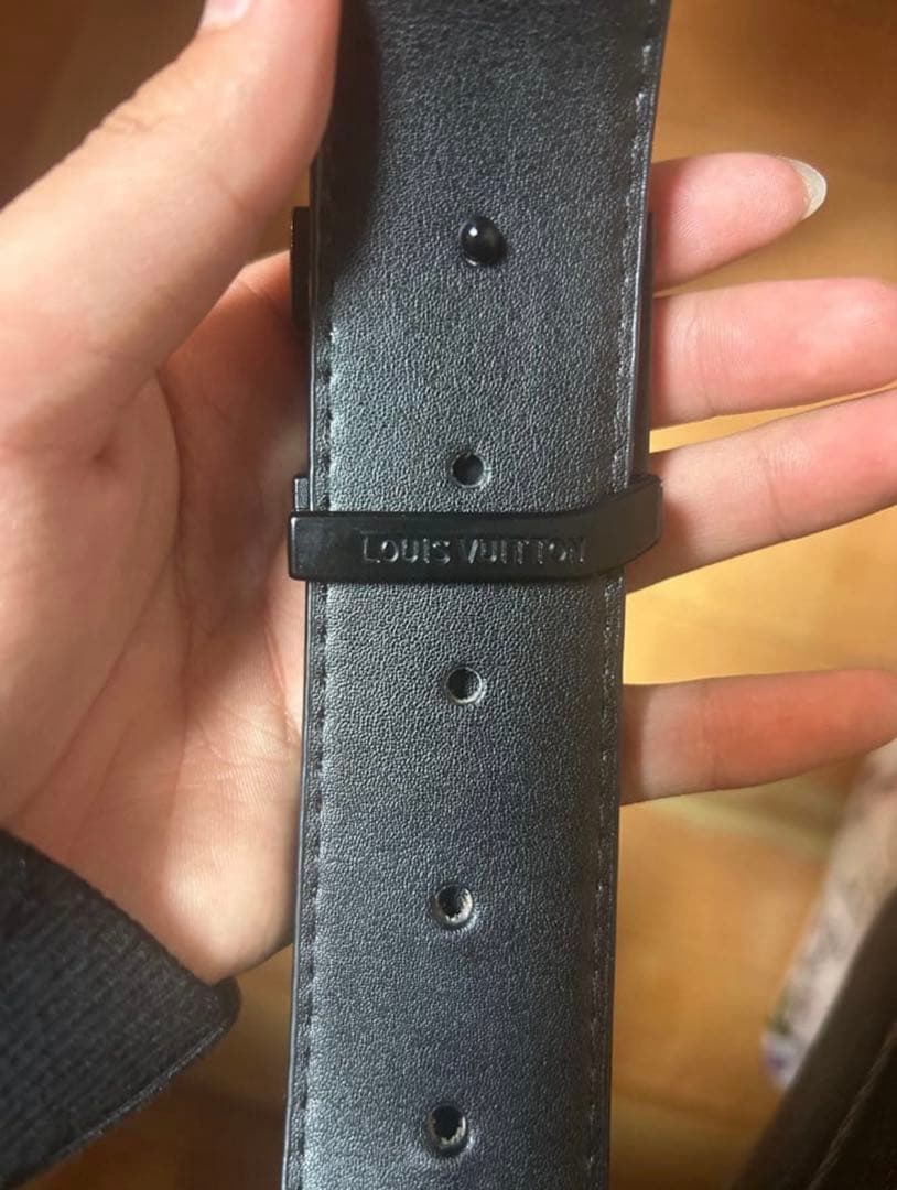 即日発送 ルイ・ヴィトン ブラック レザーベルト