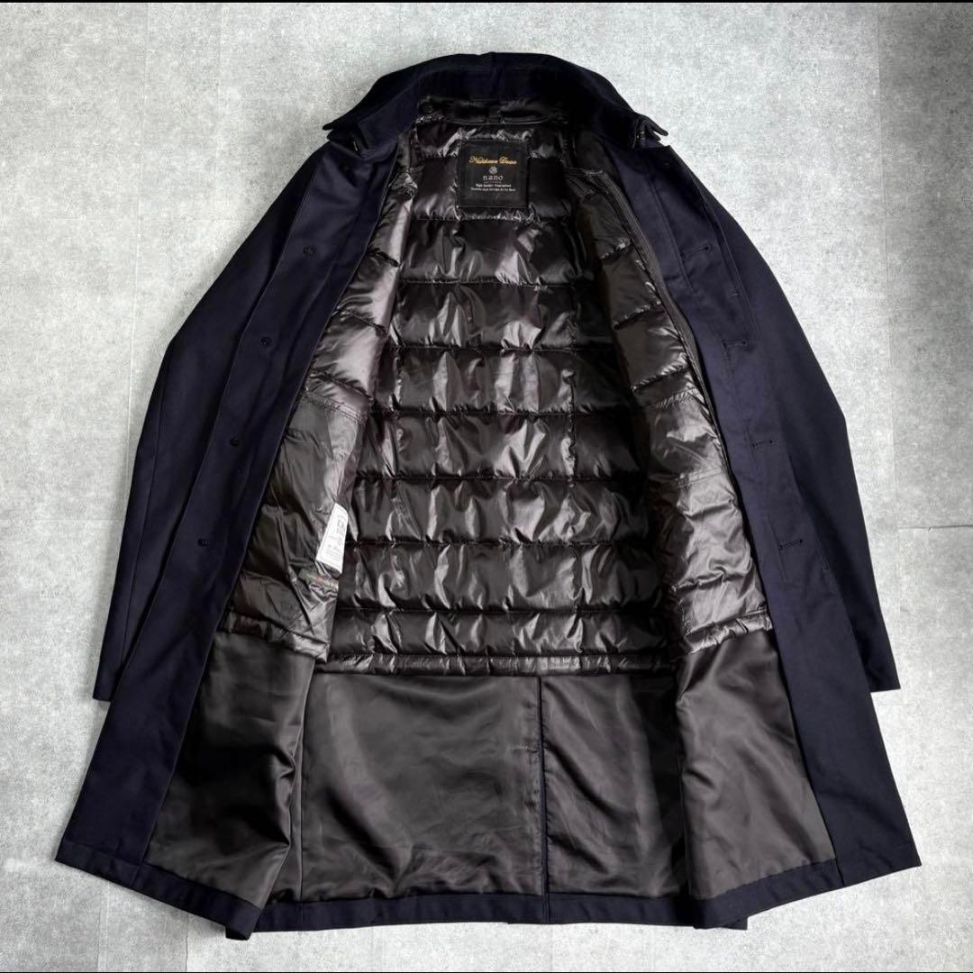 西川ダウン × ナノユニバース 3way ステンカラーコート★ネイビー濃紺激安