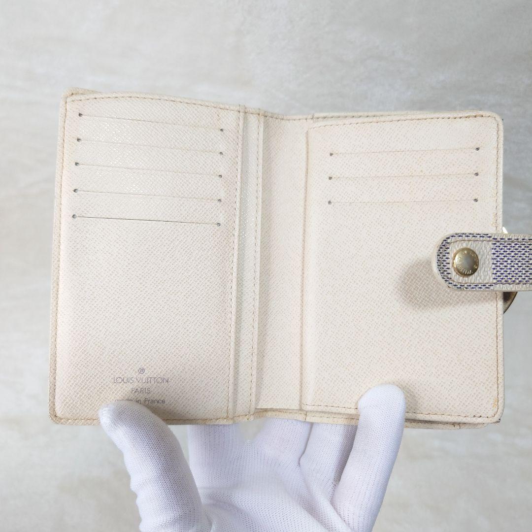 【美品】ルイ ヴィトン がま口財布ダミエ アズール ポルトフォイユ ヴィエノワ