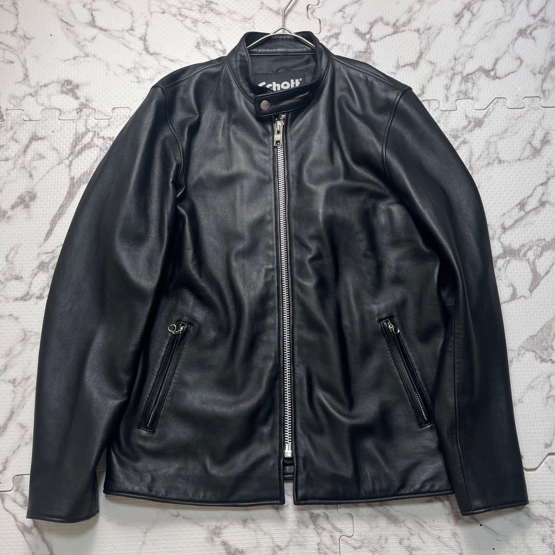 Lサイズ/美品✨schott シングルライダース ラムレザー 羊革　黒