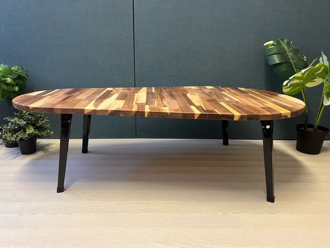 【送料無料】 ローテーブル だるま形 120cm 60cm アカシア 折り畳み脚