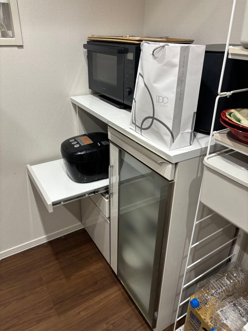 ホワイト 食器棚・キッチンカウンター 引き出し付き