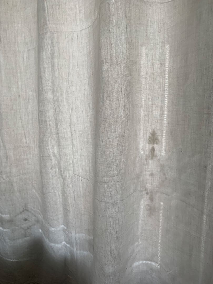 フランスアンティーク 薄手コットン 超大判一枚布 3.1x2.2m 手刺繍レース