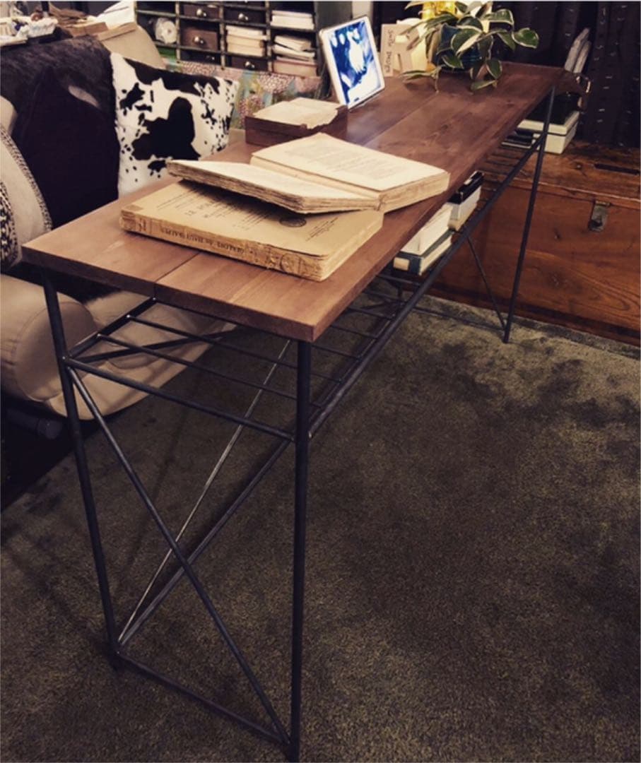 アイアン家具　カウンターデスク　テーブル　無骨　男前　インダストリアル　モダン