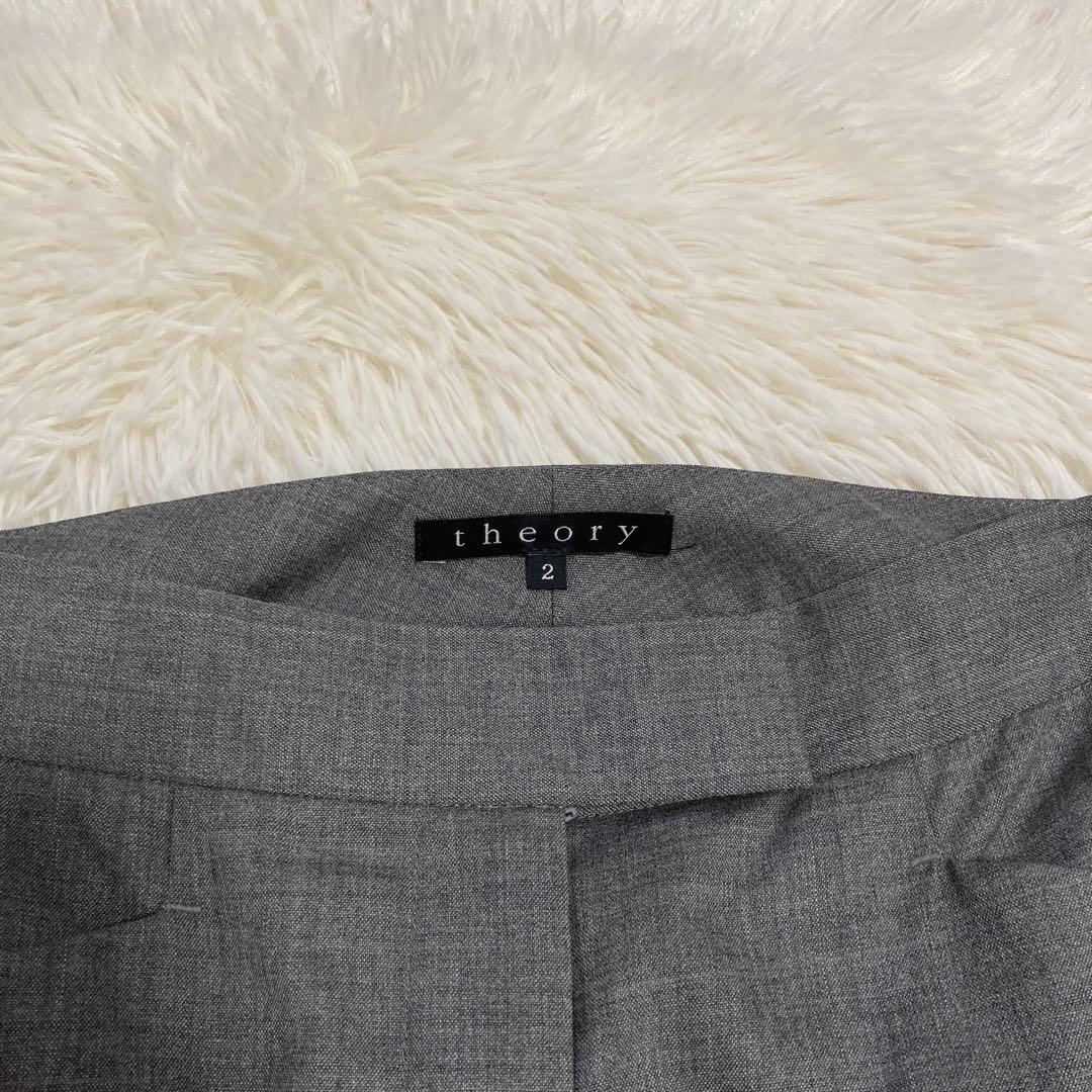 theory セットアップ ノーカラースーツ グレー 2 オフィス フォーマル