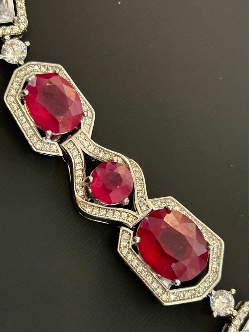 ど*☆様 天然石ルビーデザインリング＆ブレスレットセット