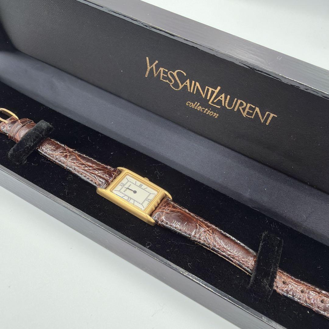 極美品✨ 箱付き YSL レディース 腕時計 クウォーツ レクタンギュラー