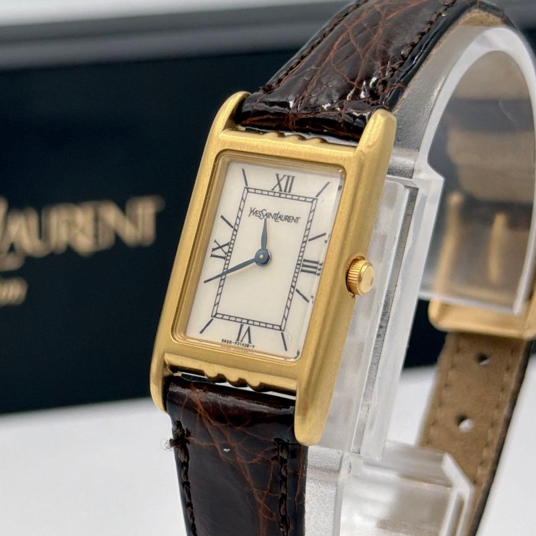 極美品✨ 箱付き YSL レディース 腕時計 クウォーツ レクタンギュラー