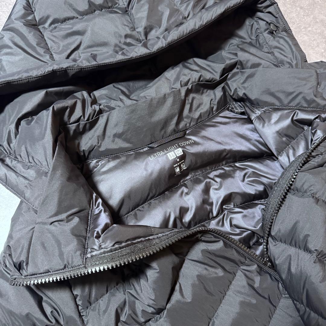 【美品】ウルトラライトダウンロングコート フード付き ブラック 黒 Mサイズ